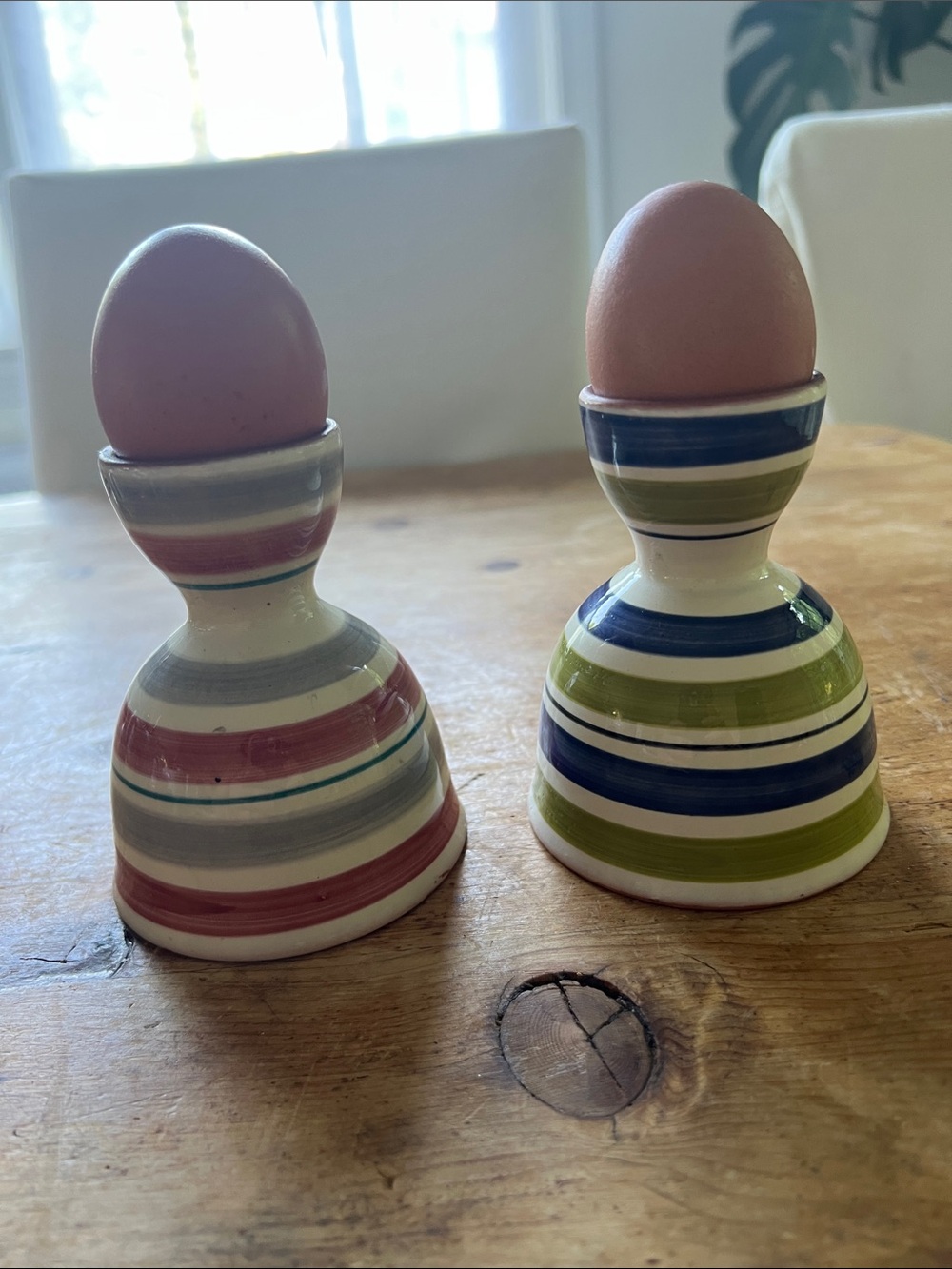 Pair of Striped Ceramic Egg Cups